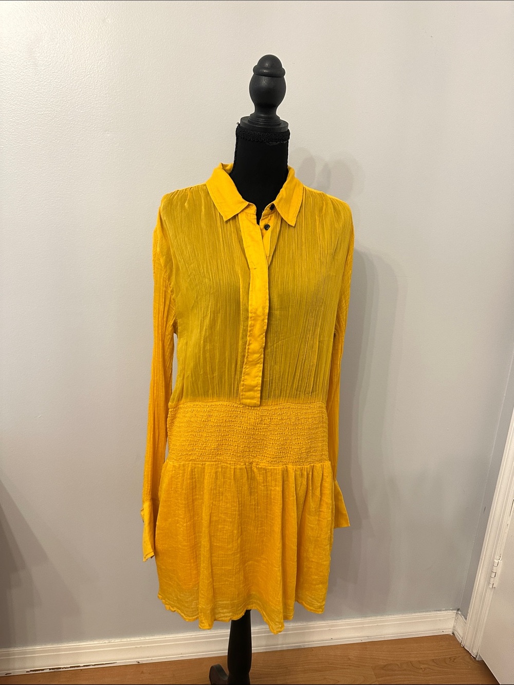 Rag & Bone Honey Yellow Collared Mini Dress